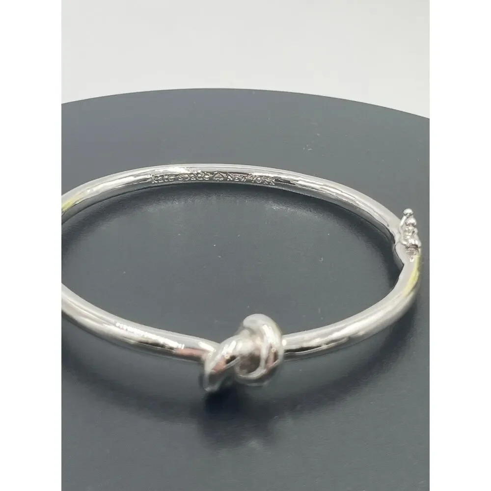 Kate Spade Sailor's Knot Love‎ Knot Polished Silver Tone Hinged Bangle Bracelet - Picture 2 of 9